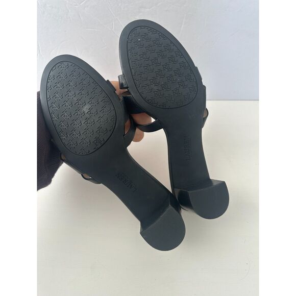 Lauren Ralph Lauren Whitnee Slide On Sandal Heels Black Size 8.5 - Picture 5 of 5